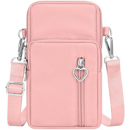 YINHEXI Small Crossbody Bags for Women Trendy, Mini Triple Compartment Cell Phone Crossbody Wallet Purses - color: Pink-2