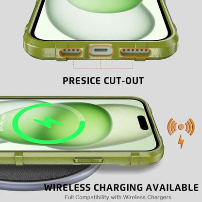 Rugged Shield 8ft Drop Proof TPU Thick Armor Tactical Protective Case Compatible with iPhone 15 Plus (6.7 inches) - Army Green - color: Army Green, size: iPhone 15 Plus