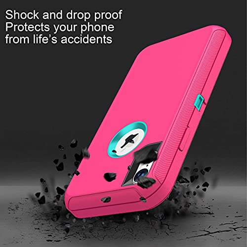 MXX Compatible with iPhone Xr Case, 3-Layer Super Protective Full Heavy Duty Body Tough Rugged Bumper Cover, Shock & Dust Proof, Designed for Apple Xr Phone Case 6.1" - color: Pink/Teal Blue