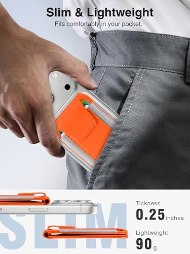 TopMade for MagSafe Wallet with Stand, 9 Cards Holder, Privacy Flap Cover - color: Orange