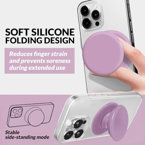 for MagSafe Phone Grip,Soft Silicone Magnetic Collapsible Cell Phone Finger Grip for iPhone 17/16/15/14/13,12 and Smartphones Tablets - Purple - color: Purple