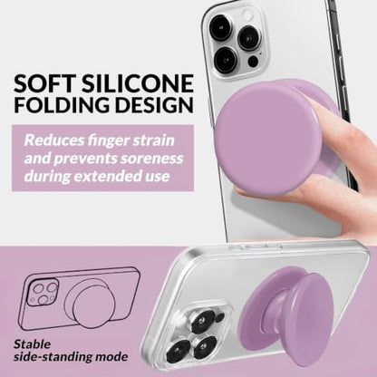 for MagSafe Phone Grip,Soft Silicone Magnetic Collapsible Cell Phone Finger Grip for iPhone 17/16/15/14/13,12 and Smartphones Tablets - Purple - color: Purple