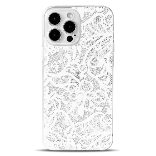 NITITOP Compatible for iPhone 14 Pro Case Flower - White | Cute, Clear, Stylish, Lace vines floral design, For Women Girls, silm, Soft TPU, Shockproof, Waterproof - color: White, size: iPhone 14 Pro
