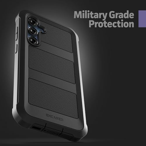 Encased Falcon Designed for Samsung Galaxy S23 FE Case with Screen Protector and Belt Clip Holster - Protective Full Body Case (Black) - size: S23 FE