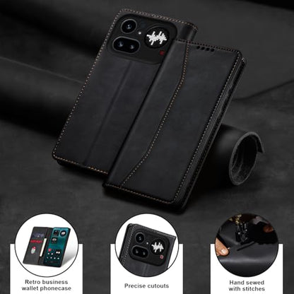 Jasonyu Flip Wallet Case for Nothing Phone 4a Pro 5G,Black | PU Leather Magnetic Folio Cover,with Card Holder,Kickstand,TPU Shockproof,Durable,Protective Phone Case - color: Black, size: Nothing Phone 4a Pro