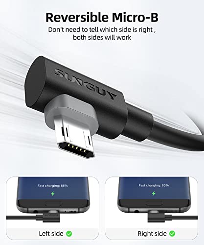 Right Angle Micro USB Cable 6 inch [2Pack], 18W Reversible USB Micro Cable - size: 0.5FT