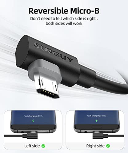 Right Angle Micro USB Cable 5FT [2 Pack], 18W Reversible USB Micro Cable - size: 5FT