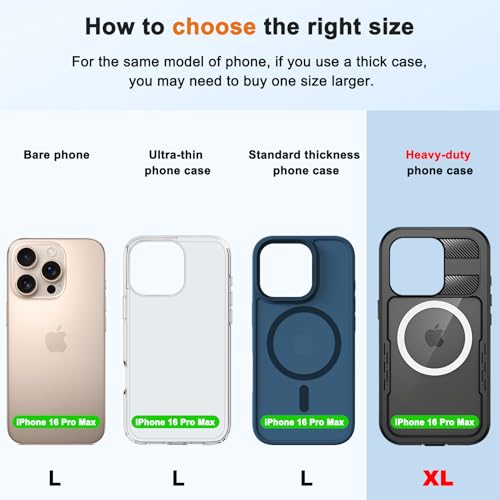 Phone Holster with Belt Clip Strong Magnetic Closure Nylon Leather - color: Black, size: M