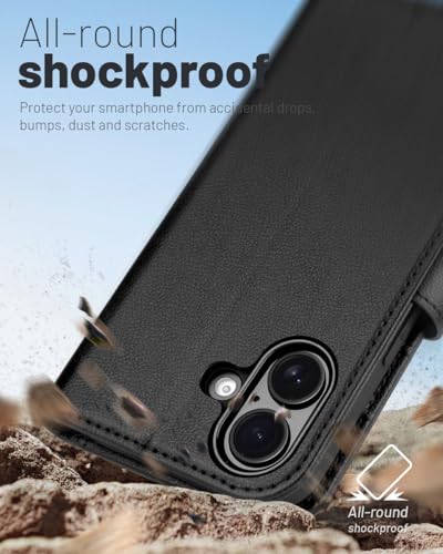 OCASE for iPhone 17 Wallet Case, Card Holder, Litchi Black | RFID Blocking, Kickstand, Magnetic Closure, PU Leather Flip Folio, Shockproof TPU Shell, Protective Phone Cover (6.3") 2025 - color: Litchi Black