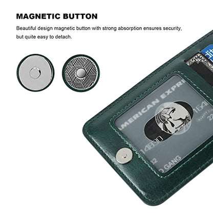 KIHUWEY for iPhone 11 Pro Max Wallet Case Card Holder Kickstand, Green | Credit Card Slots, PU Leather, Magnetic Clasp, Flip Heavy Duty Protection Cover for Men and Women - color: Green