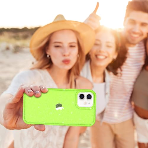 ULAK Compatible with iPhone 12 Case Clear, iPhone 12 Pro Cover, Neon Green | Transparent Bling Soft TPU Women Girls Shockproof Protective Phone Case Designed for iPhone 12 & iPhone 12 Pro 6.1 inch - color: Neon Green