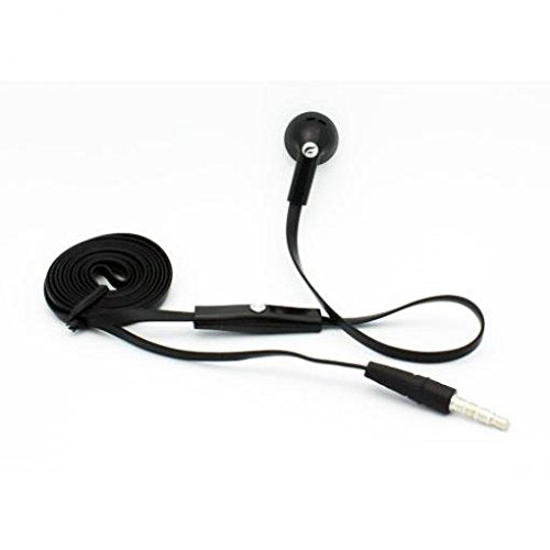 Mono Headset Wired Earphone Single Earbud 3.5mm Headphone Flat Black Compatible with GreatCall Jitterbug Flip