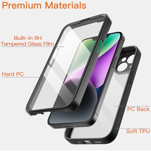 JETech Case for iPhone 14, 360° Protection, Black - color: Black