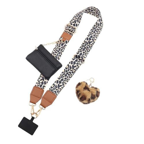 Clip and Go Strap for Phone with Wallet Crossbody - color: Leopard Print-black