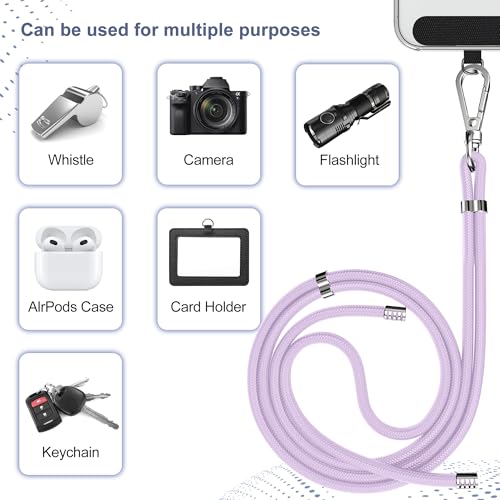 takyu Phone Lanyard, 2 Pack Adjustable Cell Phone Lanyard Crossbody Neck Strap & 2 Pack Phone Wrist Strap with Tether Tabs Compatible for iPhone Android Smartphones-Black Purple - color: Black+purple
