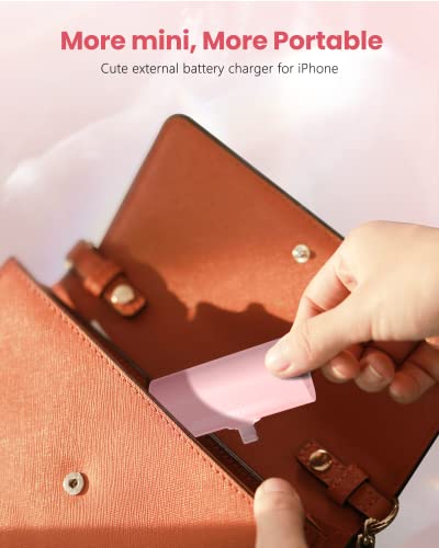 Pink Small Portable Battery Charger 4800mAh, Tiny Power Bank Ultra-Compact 15W Fast Charging Mini Battery Pack Power Charger for iPhone 14 Pro/13/12/11/8/iPad Air/Mini/Pro/AirPods Pro I/II - color: Pink