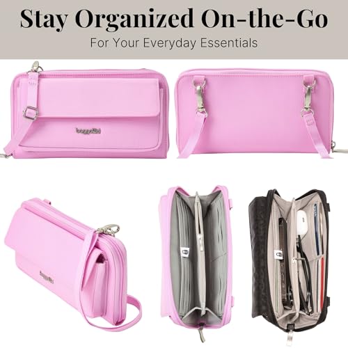 Baggallini Rfid Phone Wallet Crossbody - color: Hibiscus Pink