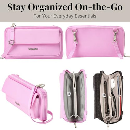 Baggallini Rfid Phone Wallet Crossbody - color: Hibiscus Pink