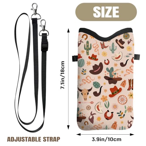 Cell Phone Sleeve Pouch with Adjustable Strap - Western Cowboy - color: Cowboy