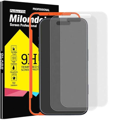 Milomdoi Matte Screen Protector for iPhone 17 Pro Max,Tempered Glass | 3 Pack 9H+ Hardness, Easy Installation with Mounting Frame, Phone Case Friendly,Shatterproof No Bubble - size: iPhone 17 Pro Max 6,9 inch