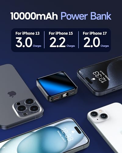 10000mAh Small Power Bank，Fast Charge Mini Portable Charger - color: black