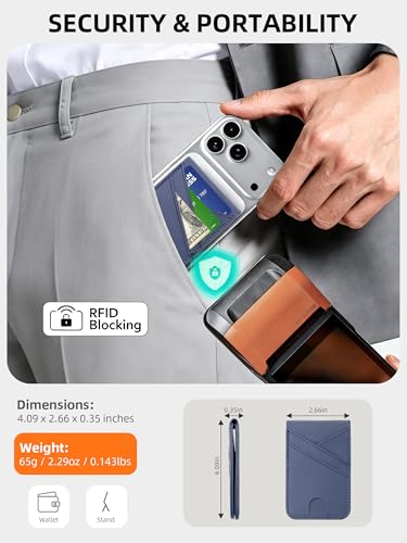 for MagSafe Wallet Magnetic iPhone Card Holder with Adjustable Stand, Blue - color: Blue