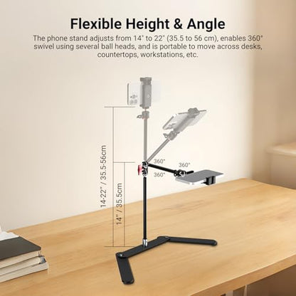 NEEWER Overhead Phone Tripod Stand w Dual Ball Head Shock Absorbent, DS026