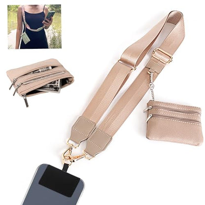 Phone Lanyard Crossbody with Zipper Pouch, Adjustable Phone Strap with Detachable Wallet/Wrist, Holds Multiple Cards & Cash, Clip and Go Strap Women/Teacher Gift for All Phone, Coffee - color: Coffee