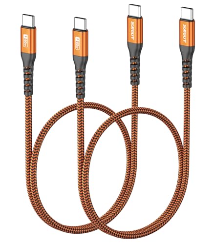 SUNGUY USB C to USB C 1.5FT [2Pack], USB C Cable 60W PD Fast Charging - color: Orange, size: 1.5FT
