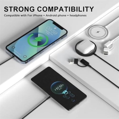 15W Magnetic Fast Wireless Charging Pad Dock Station Strong Magnet Lightweight Portable Charger for iPhone 12 13 14 15 16 17 Series Suitable for Travel Home Office Desk (USB C Input Only White) - color: USB C Input Only White