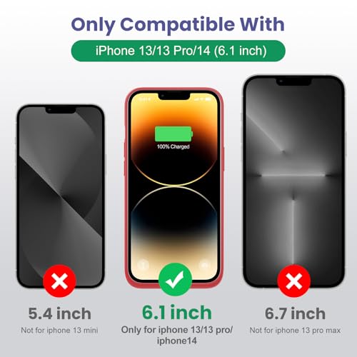 Battery Case for iPhone 13/13Pro/14,7500mah Ultra-Slim Protective Charging Case, Portable Rechargeable Expandable Battery Charger Cover Compatible with iPhone 13/13Pro/14 (6.1 Inch)-Red - color: Red