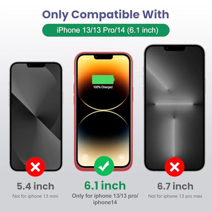 Battery Case for iPhone 13/13Pro/14,7500mah Ultra-Slim Protective Charging Case, Portable Rechargeable Expandable Battery Charger Cover Compatible with iPhone 13/13Pro/14 (6.1 Inch)-Red - color: Red