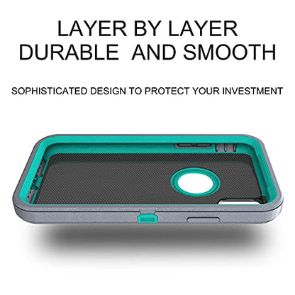 MXX Compatible with iPhone Xr Case, 3-Layer Super Protective Full Heavy Duty Body Tough Rugged Bumper Cover, Shock & Dust Proof, Designed for Apple Xr Phone Case 6.1" - color: Gray/Light Blue