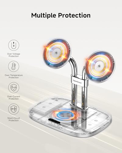 Dual Wireless Charger for iPhone 17, SwanScout 706M, White - color: White
