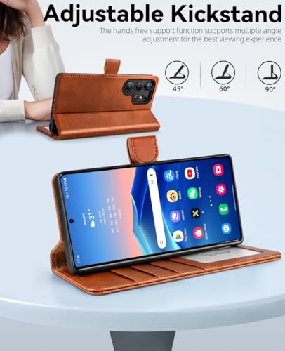 OCASE Compatible with Galaxy S25 Ultra Wallet Case, PU Leather Flip Folio Case with Card Holders RFID Blocking Kickstand [Shockproof TPU Inner Shell] Protective Phone Cover 2025, Brown - color: Brown, size: Samsung Galaxy S25 Ultra