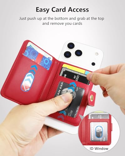 ONETOP for MagSafe Wallet,Magnetic Phone Wallet with 5 Card Slots,Burgundy | 1-12 Cards/Cash Holder for iPhone 17/16/15/14/13/12 Series,Detachable Wallet Stick-On Back,PU Leather RFID Blocking Kickstand - color: Burgundy