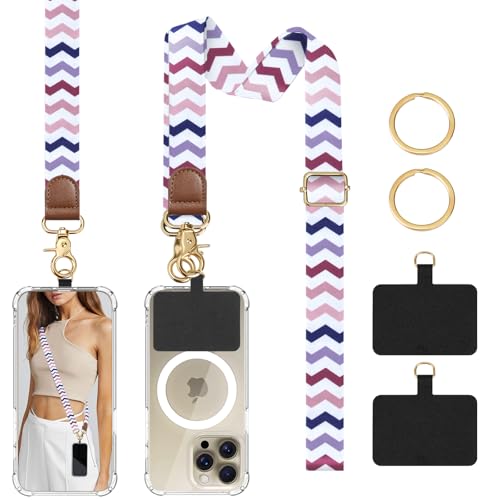 TiMOVO Phone Lanyard Crossbody Wrist Strap, Adjustable Anti-Theft Phone Strap for All Phone Case, lanyard for Women and Men - color: W Stripe