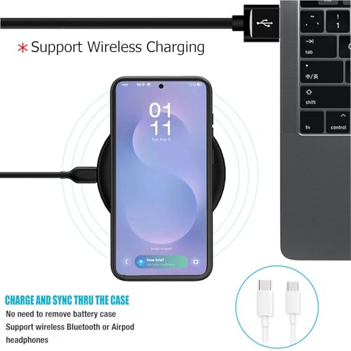 Battery Case for Galaxy S25 Edge, 10000mAh High Capacity Portable Charger Case, Compatible with Galaxy S25 Edge 6.7 inch, Wireless & Carplay, Black - size: Galaxy S25 Edge