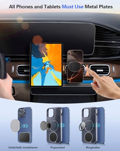 volport Magnetic Phone Mount for Car [Vent & Dashboard]: Strong Magnet Holder for Mercedes Benz Mini Cooper Round/Horizontal/Vertical Air Vent, for iPhone Samsung Big Heavy Cell Phone Case & Tablets