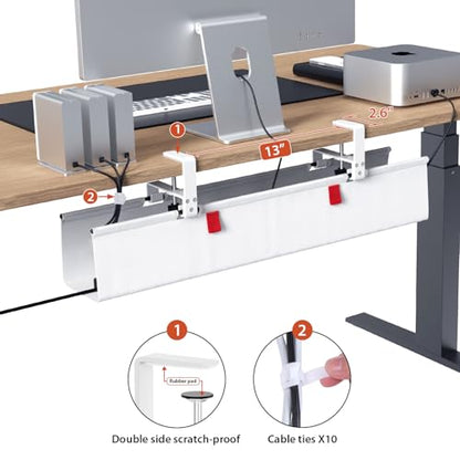 Univivi No Drill Under Desk Cable Management Tray, 28 inch Cable Management - color: White, size: 28"L x 5.5"W