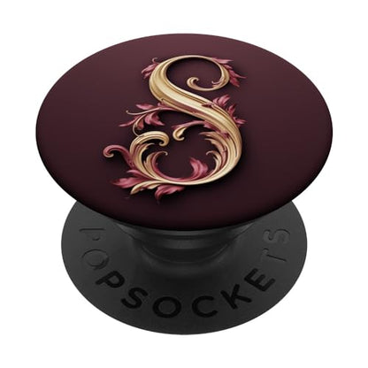 Red Initial Letter S Personalized Pretty Script PopSockets Adhesive PopGrip - style: Adhesive PopGrip