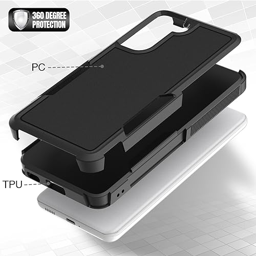 for Samsung Galaxy S21 Case: Dual Layer Protective Heavy Duty Cell Phone Cover Shockproof Rugged with Screen Protector - Military Protection Bumper Tough - Samsung Galaxy S21 5G 2021, 6.2 inch, Black - color: Black (PC) + Black (TPU)