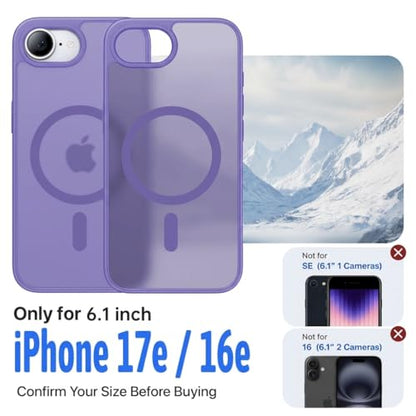 Eastinbox Magnetic iPhone 17e & 16e Case, Matte Case, Lightpurple | Shockproof, Compatible with MagSafe, Military-Grade Protection, Anti-Yellowing, Phone Case for iPhone 17 e/16 e 6.1" - color: Light Purple
