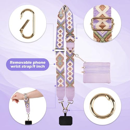 Clip and Go Phone Strap with Zippered Pouch,Phone Strap with Cellphone Chain Accessories - color: Purple
