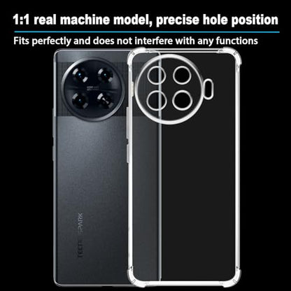 USTIYA Case for Tecno Spark 20 Pro+ Pro Plus Clear TPU Four Corners Military-Grade Protection Cover Transparent Soft funda