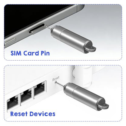 Ymapinc 2 in 1 Dual Head SIM Card Removal Tool, SIM Ejector Pin with Keychain Tools, Easy to Carry for Clean Earphone Mobile Phone Reset Devices