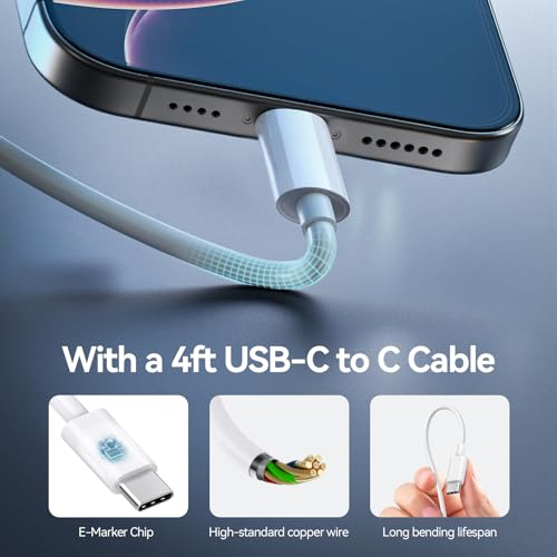 Bwine 65W GaN USB C Fast Charger, Compact & Powerful Charging Block - color: Off White