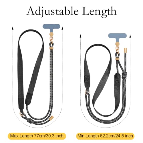 Phone Lanyard Crossbody Adjustable Strap for Travel Outdoor Black - color: Black