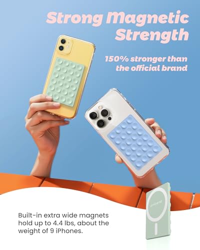amBand Cute Preppy Stuff Silicone Suction Cup Phone Mount, Detachable Sticky Grip Holder for MagSafe Case, Easy to Use Video Accessories for Yoga/Dance/Call/Fitness, Matcha Green - color: Matcha Green