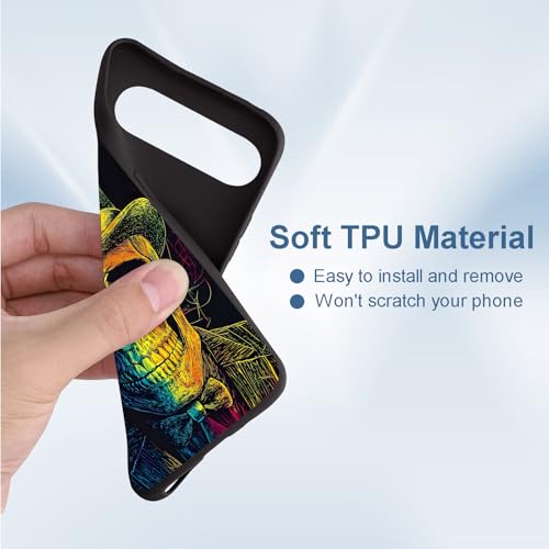 for Google Pixel 9 Pro XL Phone Case TPU Shockproof Full Body Protection Cover 6.8" Gentleman Skull for Pixel 9 Pro XL Lightweight Compatible Wireless Charging Screen Protector Film - color: Gentleman Skull